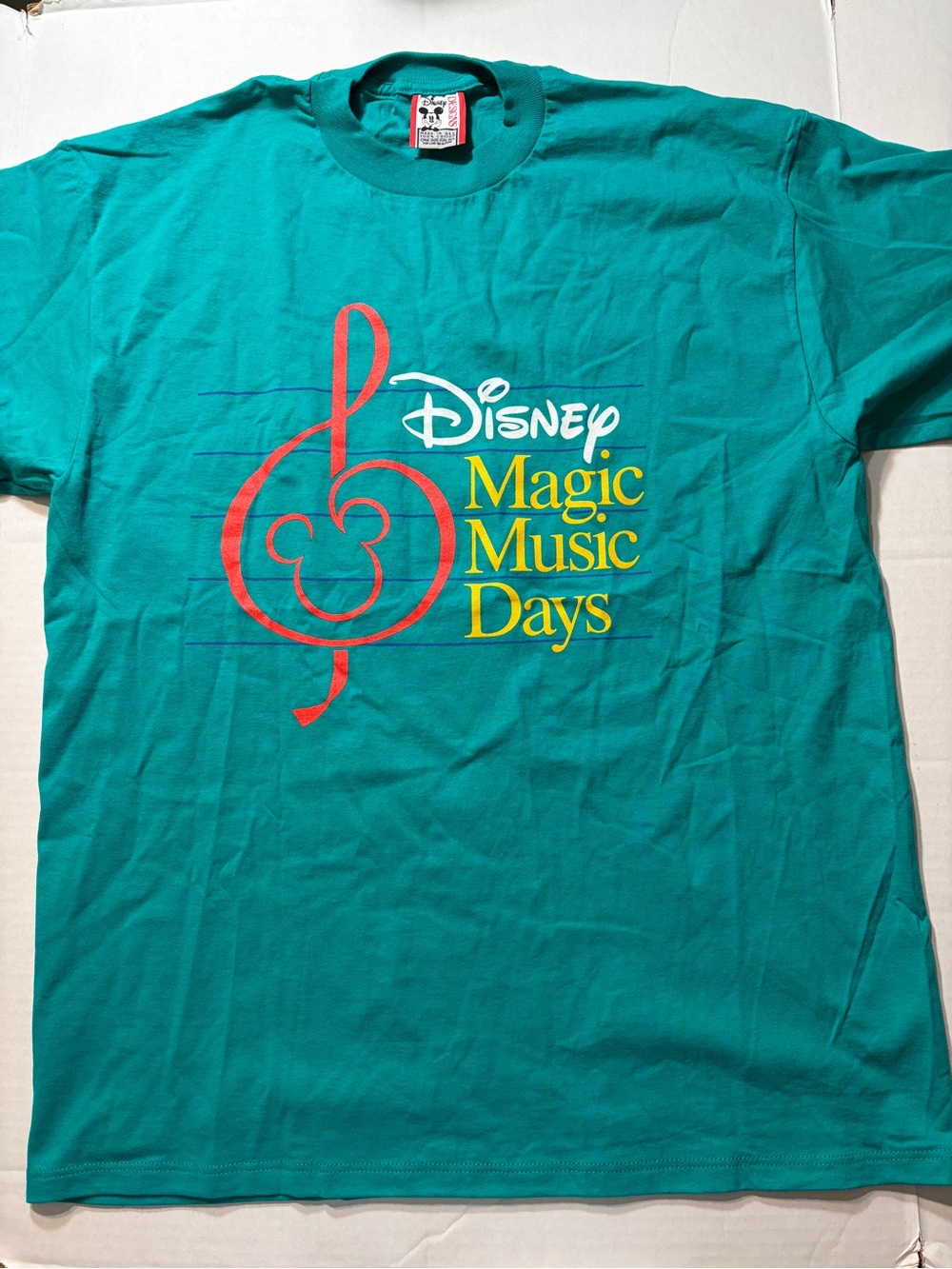 VTG Disney Magic Music Days T-Shirt XL 1995 Turquoise USA Made 100% Cotton Rare